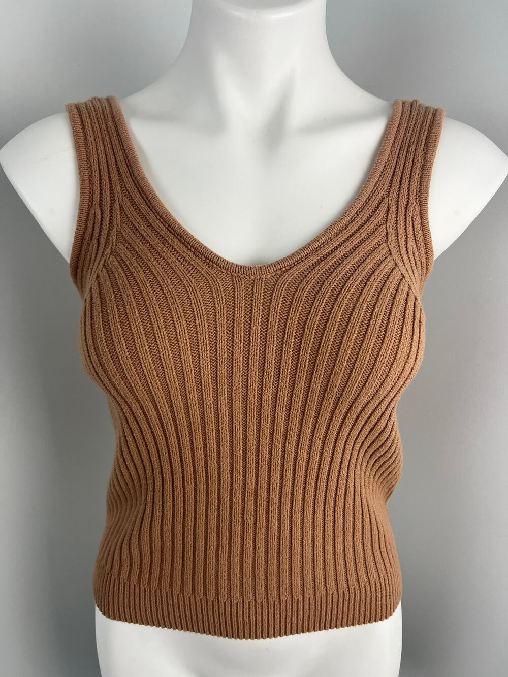 Women's Blu Pepper Knit Sleeveless Top in Brown Small